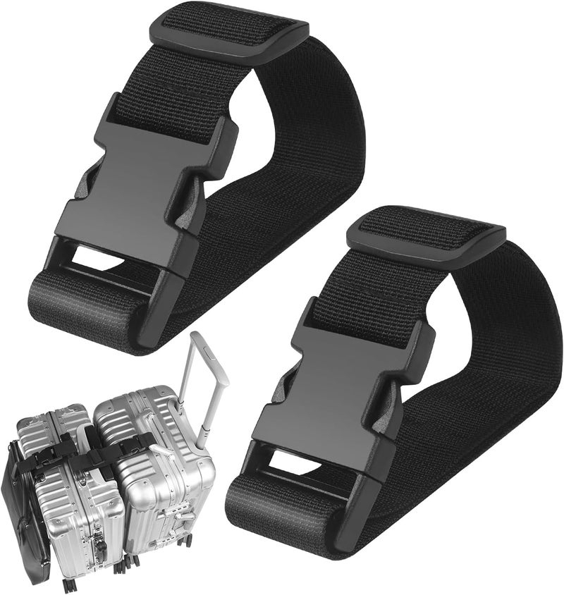 FLMITRA 2PCS 22 inch Add a Bag Luggage Straps for Suitcase, Adjustable Suitcase Strap, Travel Accessories Travel Attachment for Connecting Two Suitcases or Smaller Packages Together -Black - Image 1